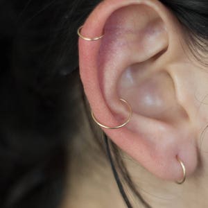 Little Thin Cartilage Hoop Earrings Tiny Silver Earrings Endless Hex Helix Hoops Cartilage Hoops Small Silver 6mm 8mm 10mm Hoops image 7