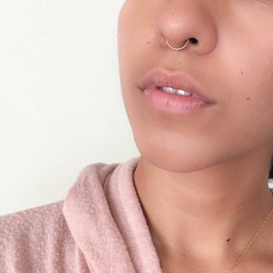 Twisted 18 Gauge Cartilage Earring - 18g Nose Ring - Silver Septum 12mm 10mm 8mm Ring - Silver Rose Fill Gold fill 18g - Teeny Tiny 4mm Hoop