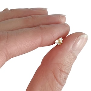 Butterfly 18g Tragus Earring | 18 Gauge Screw Back 14k Gold | CZ Butterfly Piercing Jewelry | Triages Screw Lock | Sold as Singles Solid 14k