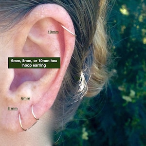 Helix Piercing Cartilage Hoop Earring - Thin Small Hoop Earring - Rose Gold 6mm 8mm Ear Hug Hoop - Small Cartilage Earring