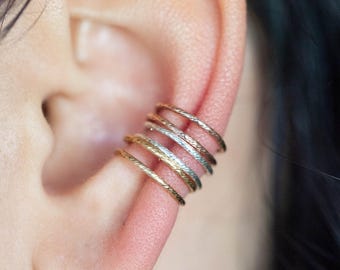 Unisex Conch Ear Cuff – No Piercing, Layering Stacks (14k Yellow Gold, Rose Gold, Sterling Silver)