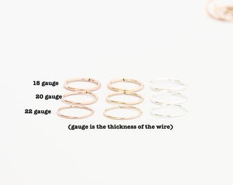 Thin Hoop Cartilage - Cartilage Piercing Earrings - Endless Hex Helix Hoops - 6mm 8mm 10mm Hoops - Cartilage Hoop - Endless Hoop Earrings