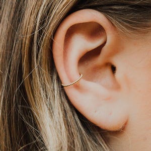 Handmade Rope Twisted Gold Ear Cuff: 14k Gold Filled Clip-On