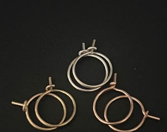 Helix Hex Piercing Ring Hoops - Small Silver Cartilage Hoop Earrings - Sleeper Hex Helix Hoops - 22g 20g Cartilage Hoop - Ear Hugging Hugger