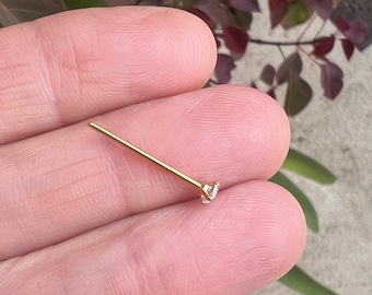 Vergoldeter Chirurgenstahl CZ Nasenstecker | Verstellbarer Biegepfosten