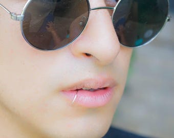 Unisex winzigen Fake Lippenring, Faux Gold Clip auf Piercing Hoop Manschette