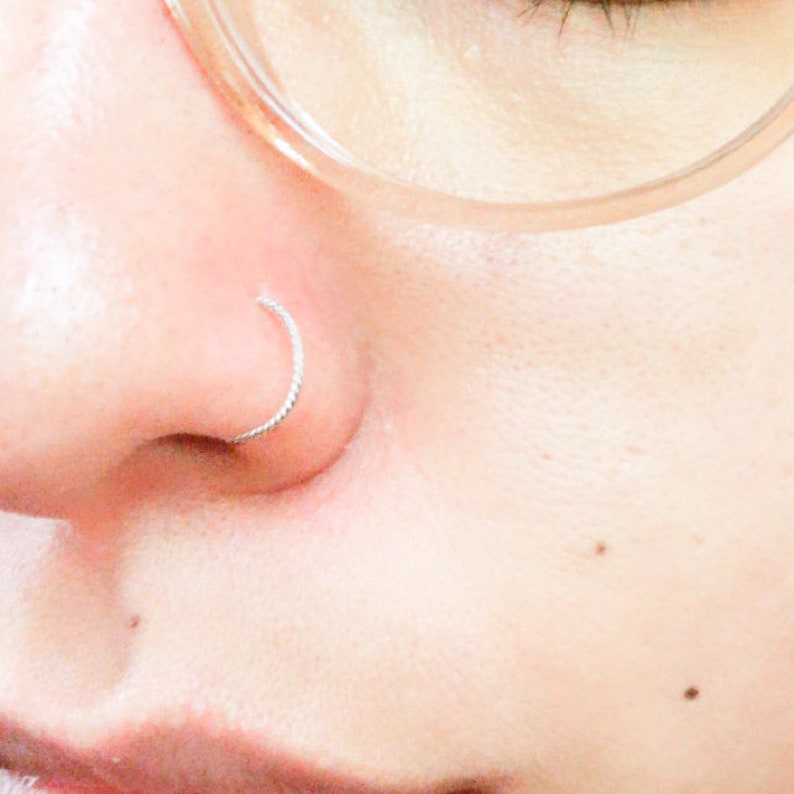Silver Nose Ring Nose Hoop With Stopper Super Thin Nose Etsy Canada