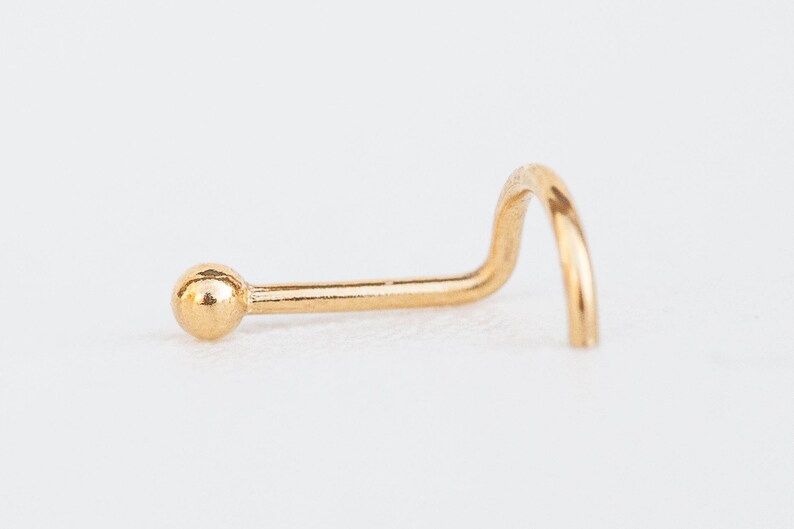 22g Tiny Gold 1mm Ball Nose Stud Corkscrew Ben Nose Ring Etsy