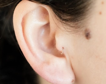 Tiny Gold Tragus Hoop: 21g Thin Helix Piercing (4-6mm)