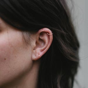 Little Thin Cartilage Hoop Earrings Tiny Silver Earrings Endless Hex Helix Hoops Cartilage Hoops Small Silver 6mm 8mm 10mm Hoops image 5