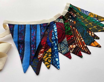 African Print Bunting Pennant Necklace
