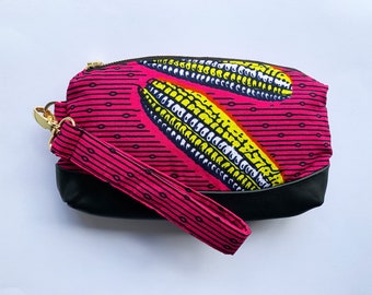 African Wax Print Leather Clutch Bag 2019/05