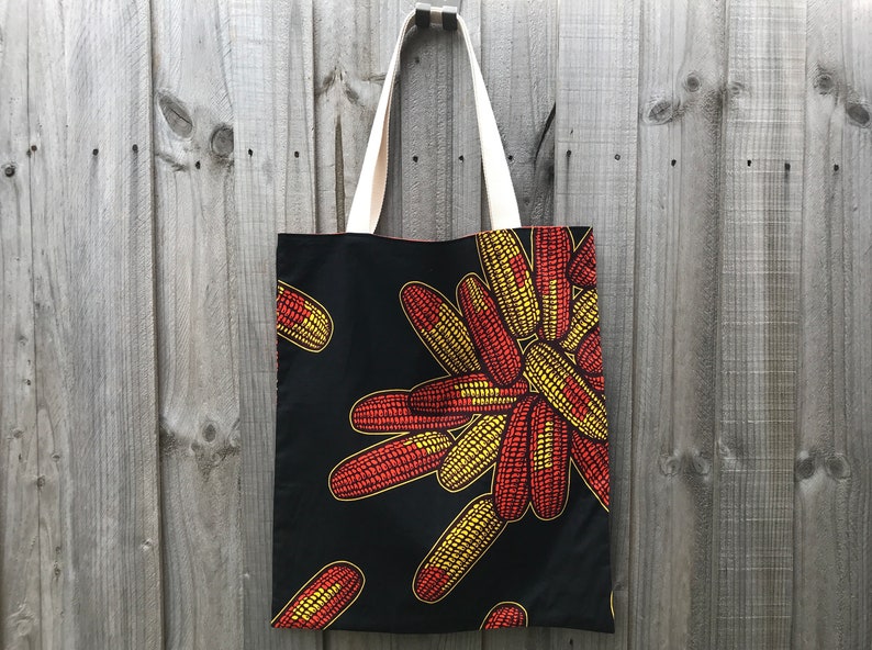 Reversible African Wax Print Reusable Shopping Tote
