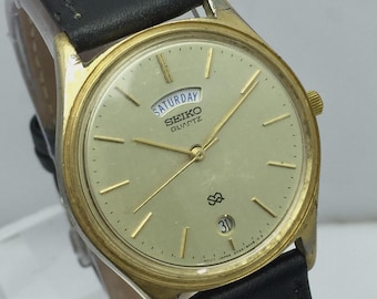 Vintage Seiko QT 3803-7031 Day/date Cap Gold Quartz Japan Men's