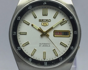 Seiko 5 Automatic 7019-8281 Eisenbahn Zeit Vintage Herrenuhr