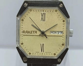 Raketa Handaufzug Cal.2628.H Goldenes Zifferblatt Vintage Herrenuhr