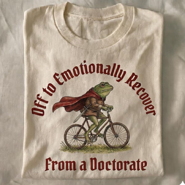 Off to Emotionally Recover From a Doctorate Vintage Frog Shirt, Funny PhD Degree Graduation Party Gifts, Dissertation Grad Student T-shirt