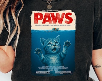 Parodia kota PAWS PNG, Retro Vintage Kocie łapki sublimacyjne, Pobieranie cyfrowe, Projekt koszulki