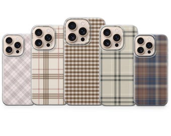 チェック柄プリントの携帯電話ケース トレンディなパターンカバー iPhone 17Pro Max、16e、15、14、13、Samsung S25 Ultra、S24 FE、A56、A16、Pixel 10XL、9a、8、7用