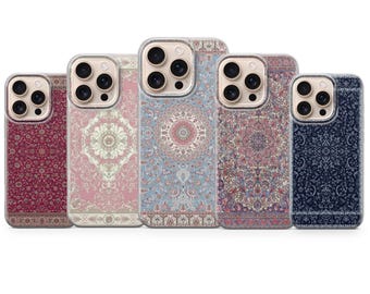 ペルシャ絨毯風スマホケース ヴィンテージラグカバー iPhone 17Pro Max、16e、15、14、13、Samsung S25 Ultra、S24 FE、A56、A16、Pixel 10XL、9a、8、7 対応