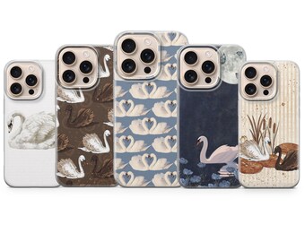 ヴィンテージ スワン 携帯ケース スワンカバー iPhone 17Pro Max、16e、15、14、13 & Samsung S25 Ultra、S24 FE、A56、A16、Pixel 10XL、9a、8、7用