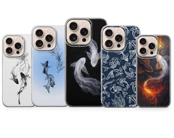 鯉の魚の携帯電話ケース 日本の鯉のカバー iPhone 17Pro Max、16e、15、14、13 & Samsung S25 Ultra、S24 FE、A56、A16、Pixel 10XL、9a、8、7用