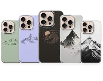 かわいい山の携帯電話ケース アウトドアハイキングカバー iPhone 17Pro Max、16e、15、14、13 & Samsung S25 Ultra、S24 FE、A56、A16、Pixel 10XL、9a、8、7用