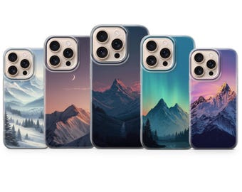 雪山の携帯電話ケース 美しい風景カバー iPhone 17Pro Max、16e、15、14、13 & Samsung S25 Ultra、S24 FE、A56、A16、Pixel 10XL、9a、8、7用