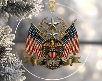 USA 250th Anniversary Ornament, Military Veteran Keepsake, Patriotic Christmas Gift for Soldier or Veteran Dad, 2026 America Celebration