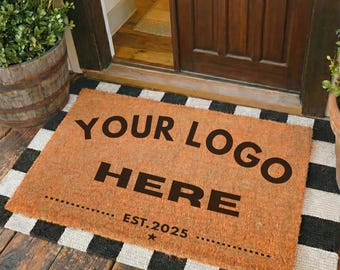 Jouw logo hier Gepersonaliseerde deurmat, bedrijfslogo, gepersonaliseerde welkomstmat, nieuw huiscadeau, welkomstmat jouw custom ontwerp, aangepaste mat