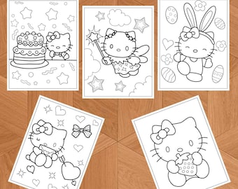 Dibujos para colorear de gatos tiernos / PDF imprimible para niños / 67 páginas / Descarga instantánea