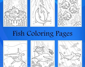 Dibujos de peces para colorear (PDF imprimible para niños) / 88 páginas / Descarga instantánea