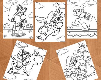 Dibujos para colorear de héroes de videojuegos retro / PDF imprimible / Hojas de actividades para niños / 48 páginas