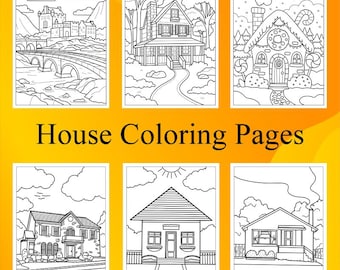 Páginas para colorear de casas (PDF imprimible para niños) / 90 páginas / Descarga instantánea