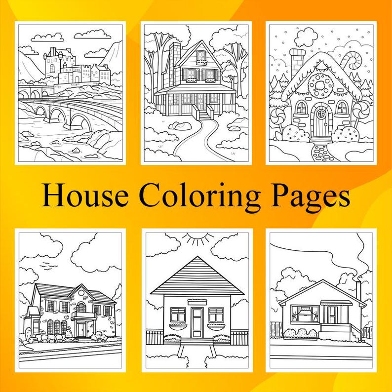 House Coloring Pages Printable PDF for Kids | 90 Pages | Instant ...