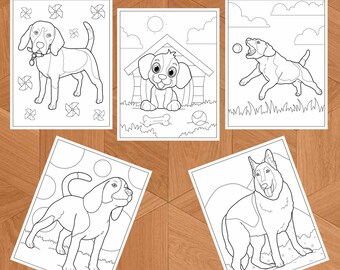 Dibujos para colorear de perros / PDF imprimible / 83 páginas / Arte divertido de cachorros / Descarga instantánea