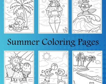 Dibujos para colorear de verano (PDF imprimible para niños) / 70 páginas / Descarga instantánea