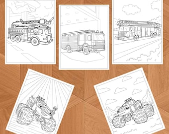 Dibujos para colorear de camiones (PDF imprimible) / Actividad infantil / 53 páginas / Descarga instantánea