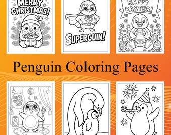 Dibujos para colorear de pingüinos (PDF imprimible para niños) / 69 páginas / Descarga instantánea