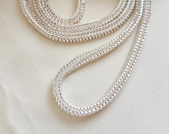 Silver Skinny Necklace, Beaded Silver Necklace, Silver Opera Necklace, Slipon Silver Necklace, JeannieRichard