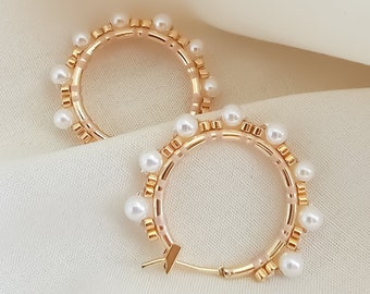 Éveil Bloom II Perle Hoops | 20mm