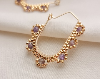 Éveil Bloom Long Hoops | Amethyst
