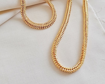 Gold Skinny Necklace, Beaded Gold Necklace, Gold Opera Necklace, Slipon Gold Necklace, JeannieRichard