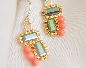Carmella | Coral Pink with Green