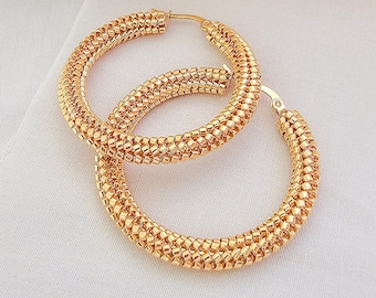 Big Gold Hoops, gold beaded hoops, gold earrings, big hoops, JeannieRichard