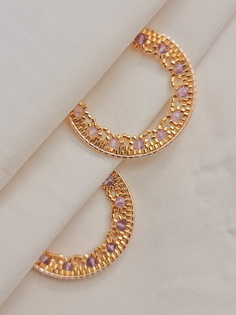 Beaded Hoops, Gold Hoops, Amethyst Beaded Hoops, Statement Hoops, JeannieRichard Jewelry image 1