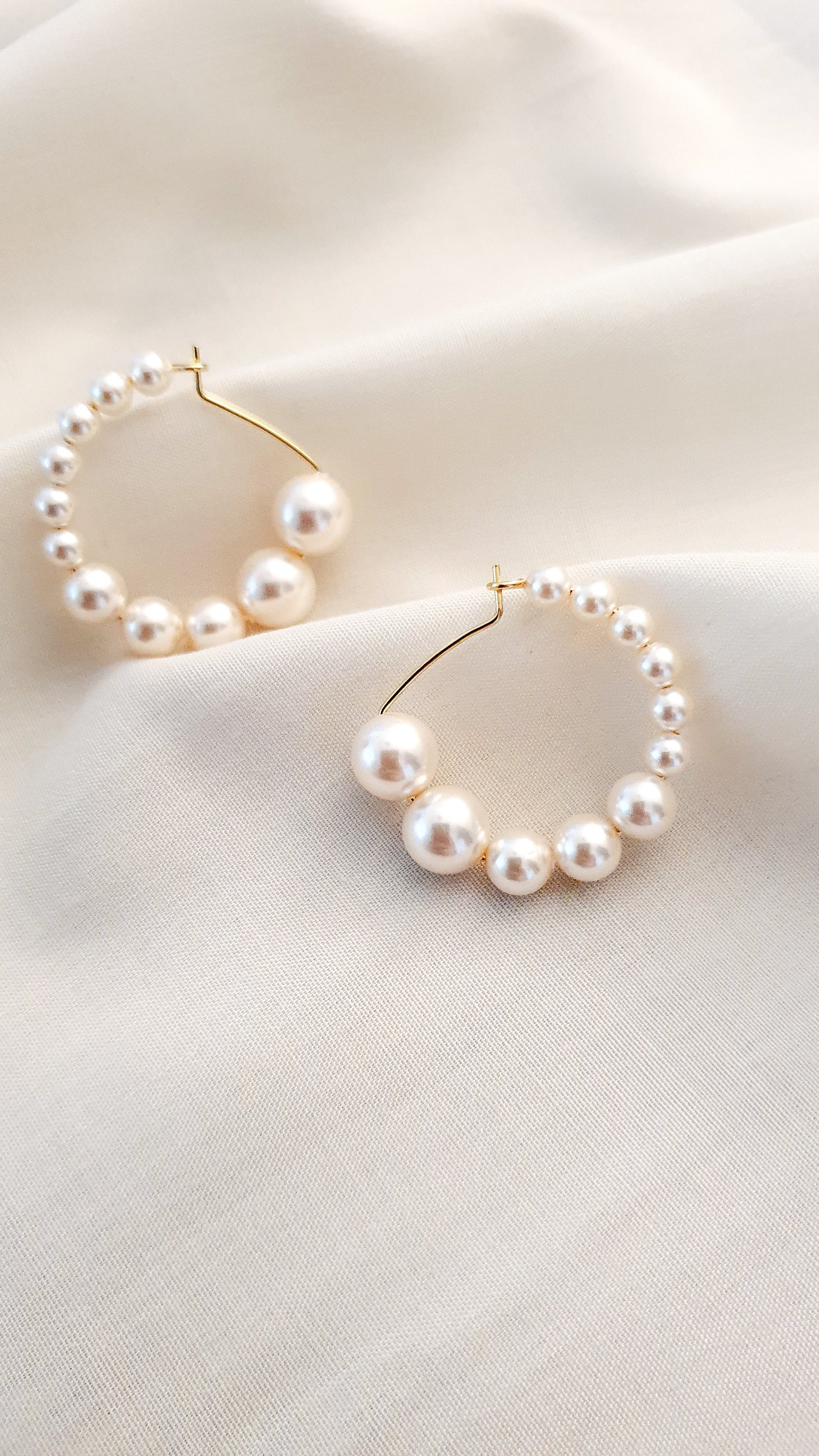 Pearl Hoops Statement Pearl Hoops 18k Gold Hoops Pearl - Etsy