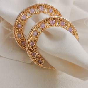 Beaded Hoops, Gold Hoops, Amethyst Beaded Hoops, Statement Hoops, JeannieRichard Jewelry image 3