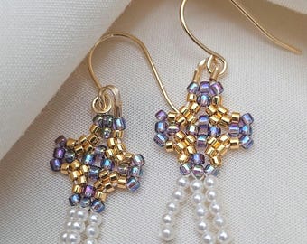 Foi Dainty Dangle Earrings | Bluish Purple