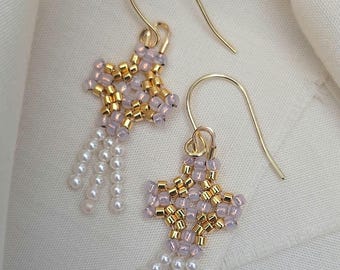 Foi Dainty Dangle Earrings | Blush Pink